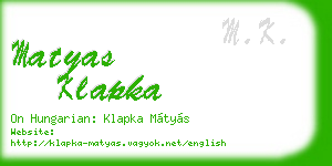 matyas klapka business card