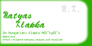 matyas klapka business card